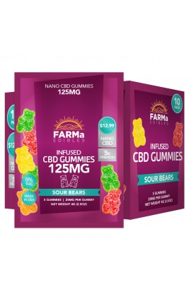 FARMa - INFUSED CBD SOUR BEARS GUMMY 5CT 125MG PACK OF 10